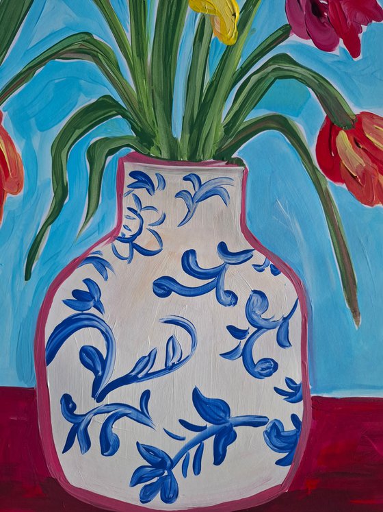 Spring Flowers in a  Chinese Vase