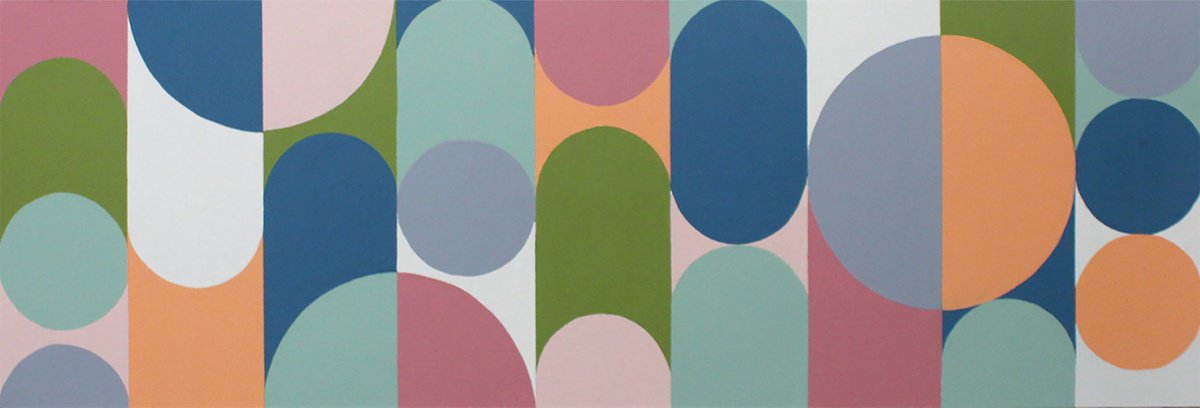 Geometric Abstract Acrylic Painting By Andrew Watt, 71 X 24, Geo Pop Lines No 8, Original Artwork