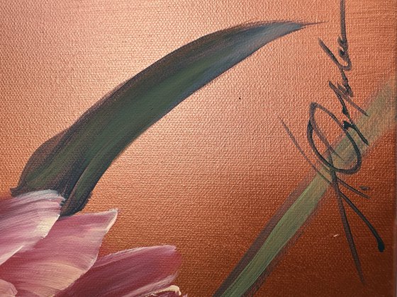 On a copper background
