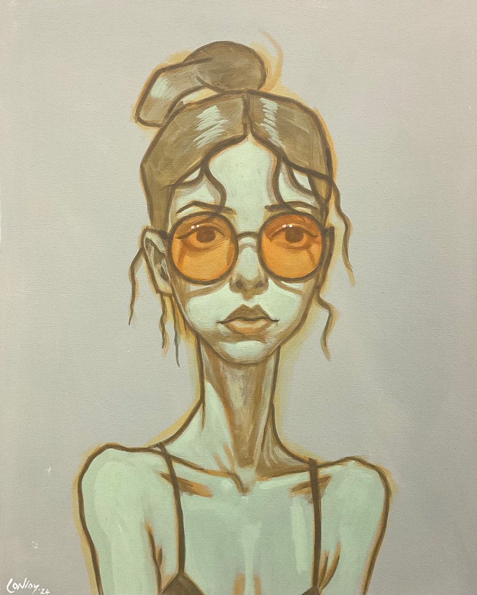 Expressive Portrait Oil Painting By Pete Conroy, 16 X 20", Amber, Original Artwork