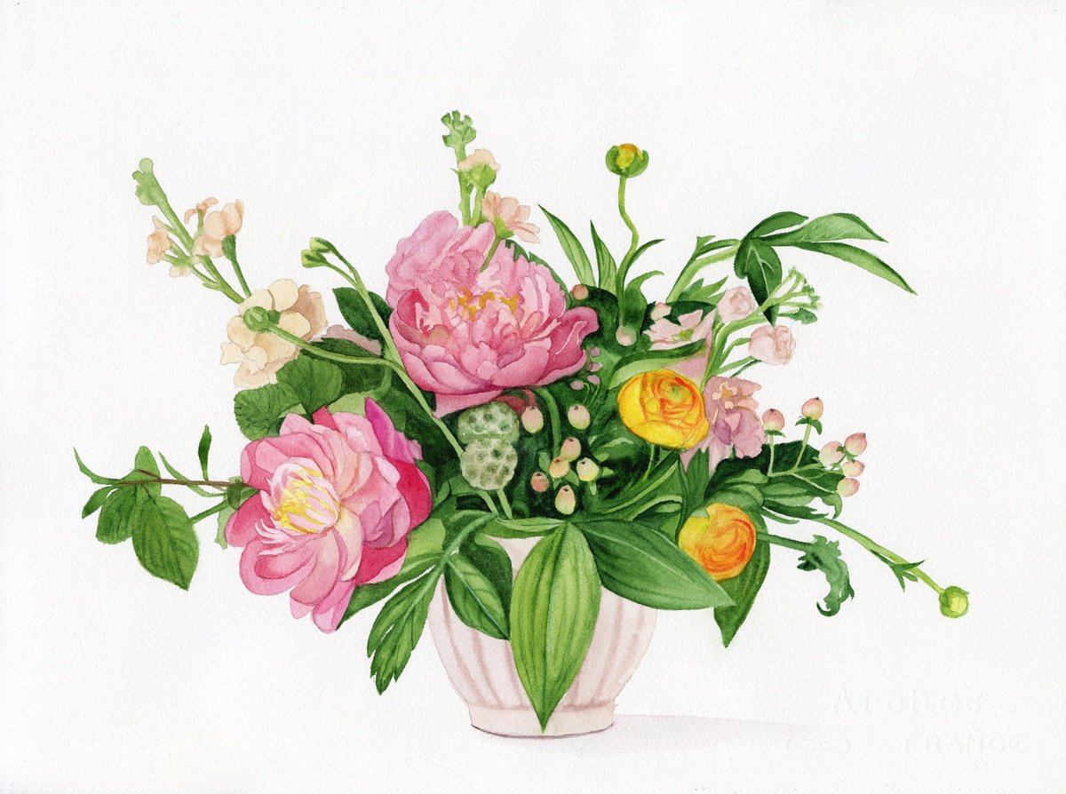 Watercolor bouquet 28x38 cm by Tetiana Koda
