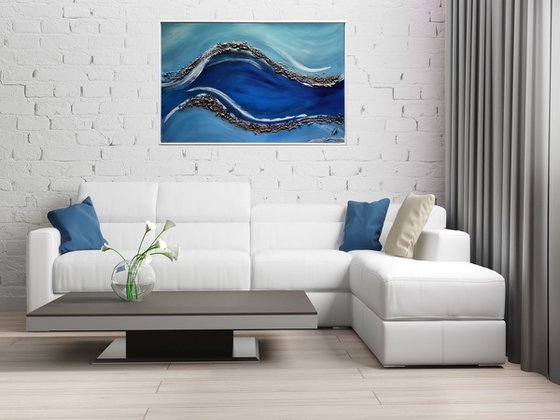 Oceans Eye  - Abstract Art - Acrylic Painting - Canvas Art - Framed Painting - Abstract Golden Sea Painting - Ready to Hang