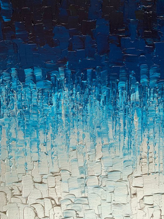 Cascade of Blue - LARGE,  TEXTURED, PALETTE KNIFE ABSTRACT ART – EXPRESSIONS OF ENERGY AND LIGHT. READY TO HANG!