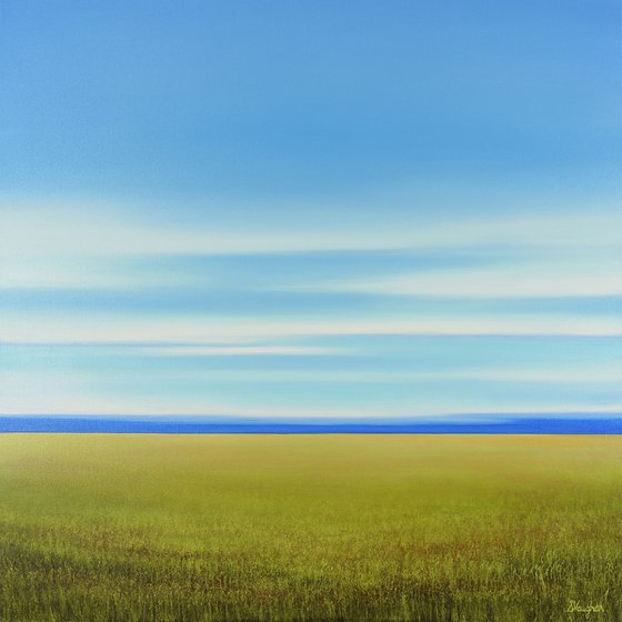 Grassy Field - Blue Sky Contemporary Landscape