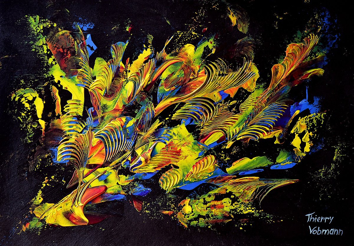 Abstract Acrylic Painting By Thierry Vobmann. Abstract ., 17 X 12", Ideal Gift 115, Original Artwork