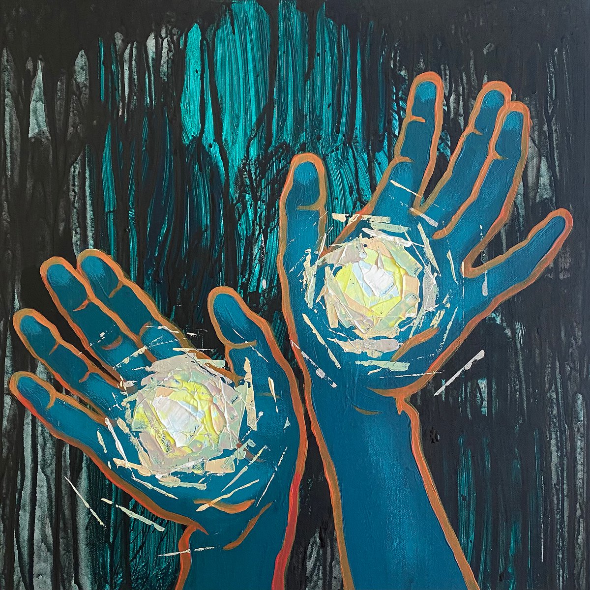 Abstract Portrait Acrylic Painting By Alisa Asatryan, 20 X 20, Self-Portrait 3, Original Artwork