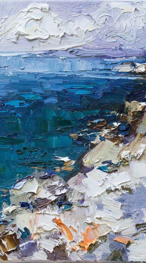 Rocky shore #3 Original oil seascape painting by Anastasiia Valiulina
