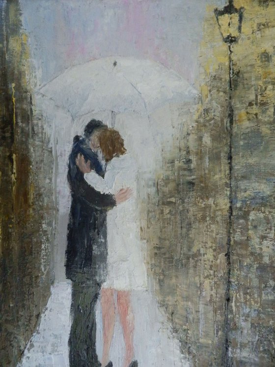 Kissing under the rain