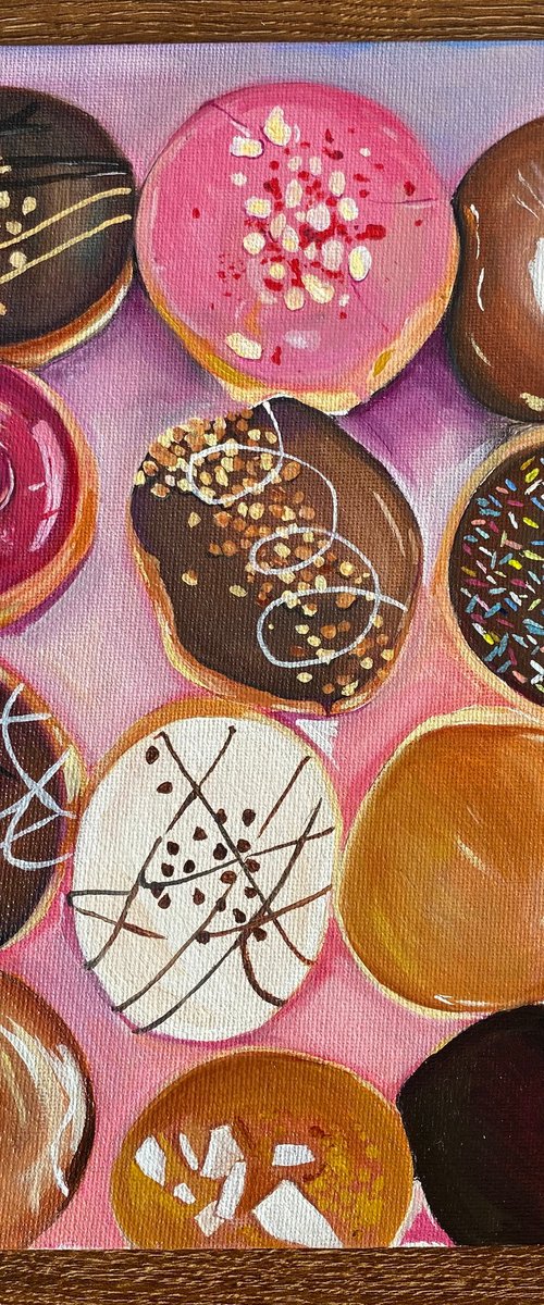 Doughnuts oil painting by Bethany Taylor