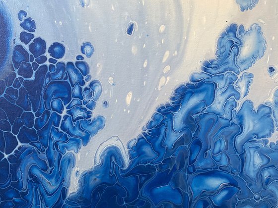 "Water Splitting" - Original Abstract PMS Fluid Acrylic Painting - 16 x 20 inches