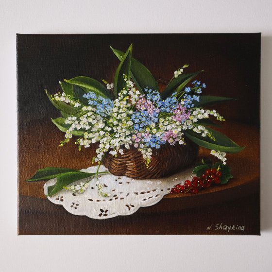 Lily of the Valley in Wicker Basket