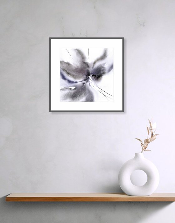 Abstract gray flowers set of 2