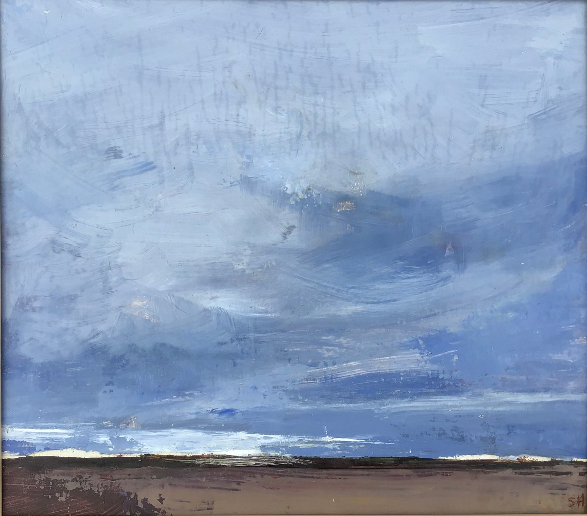 Organic Landscape Oil Painting By Sandra Haney, 17 X 15", Far Away, Original Artwork