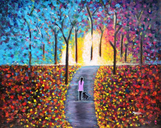 Stroll On The Pathway colorful painting on sale