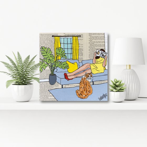 Cat Capers Lounging 30cm x 30cm