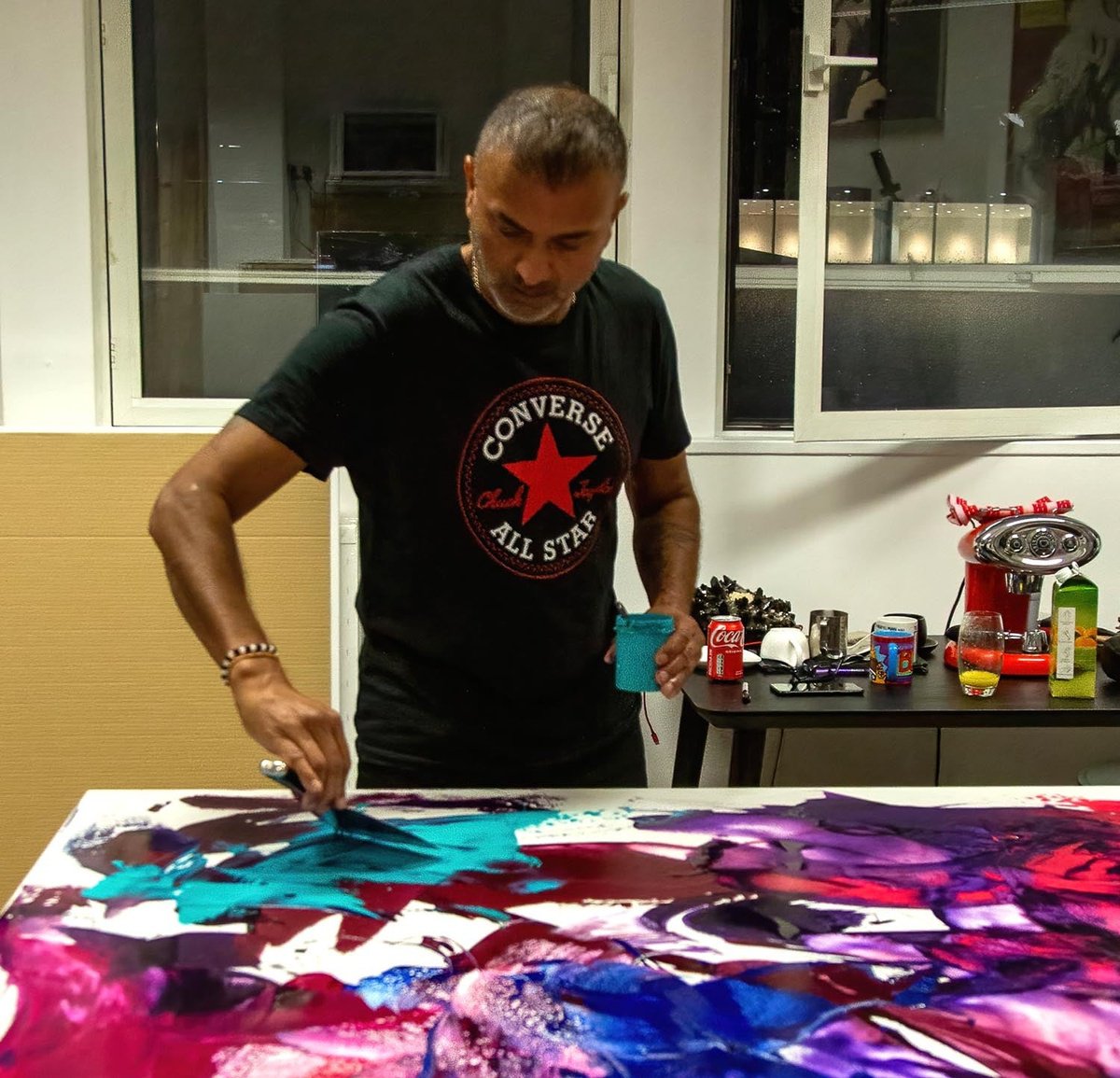 Expressive Abstract Acrylic Painting By Paresh Nrshinga Frsa, 42 X 42", Summer In The City I, Original Artwork