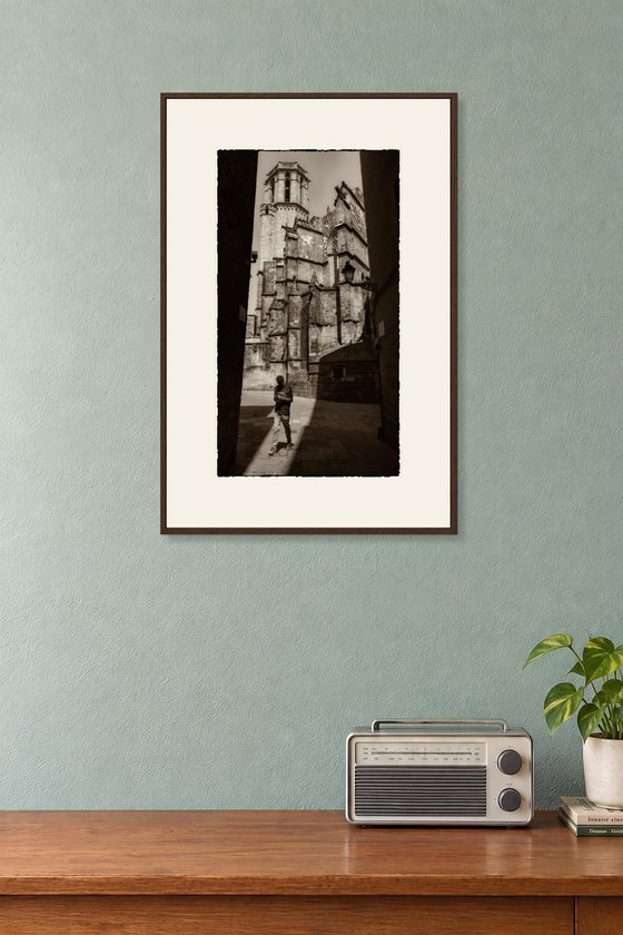 modernity against a cathedral backdrop
