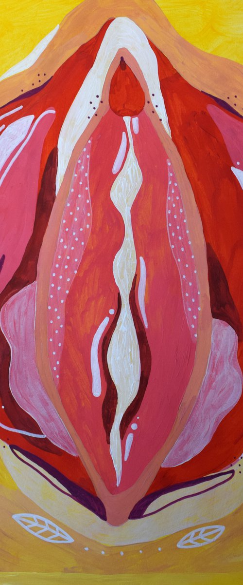 Viva la vulva! Juicy fruit —  PAINTING ORIGINAL GIFT HOME DECOR NAIVE ART OFFICE INTERIOR by Elena Romanovskaya