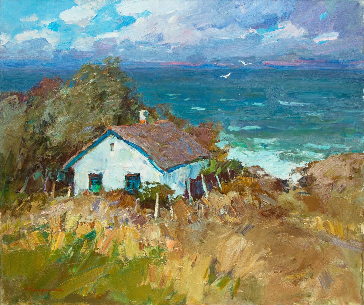 Impressionistic Landscape Oil Painting By Aleksandr Kryushyn, 26 X 22, Fresh Breeze, Original Artwork