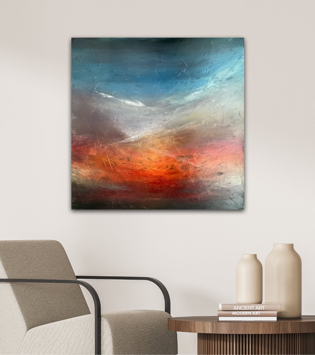 Expressive Landscape Acrylic Painting By Suzanne Williams, 24 X 24", Kora, Original Artwork