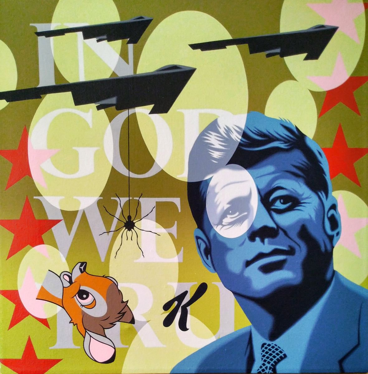 Urban And Pop Portrait Acrylic Painting By Hirotaka Suzuki, 20 X 20, J.f.k, Original Artwork