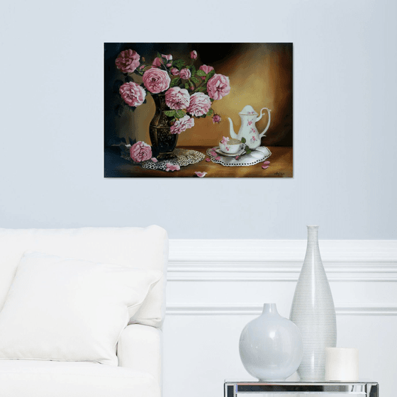 Still life with peonies