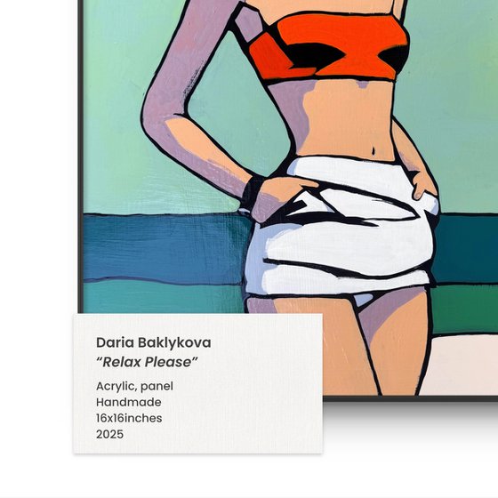 "Woman by the Sea" Original art 16x16in