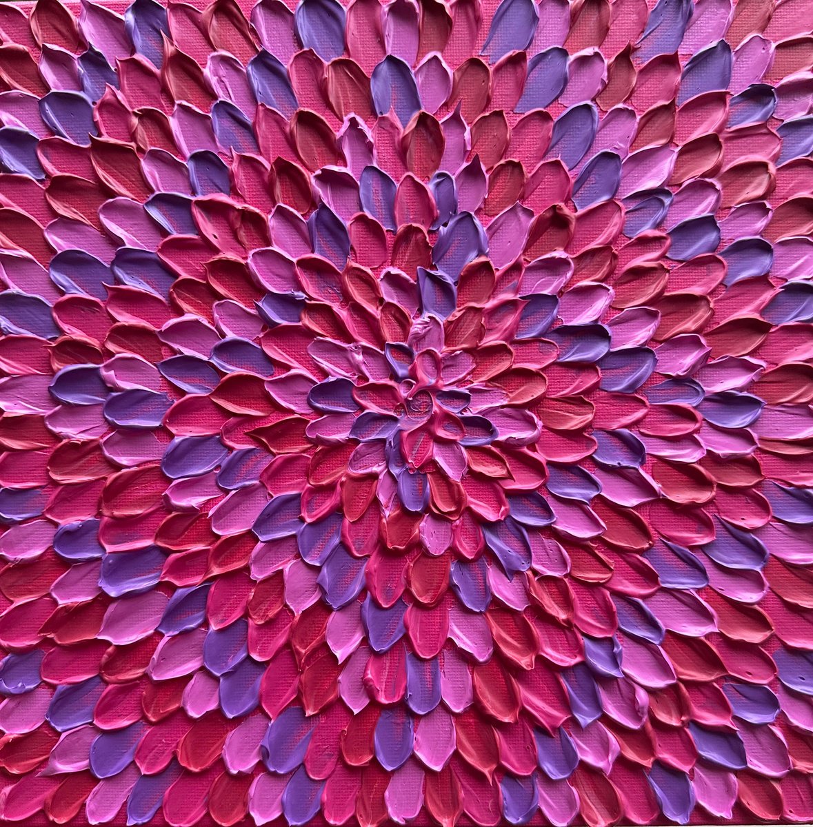 Geometric Abstract Acrylic Painting By Guzaliya Xavier, 10 X 10, Pink Romance Ii, Original Artwork