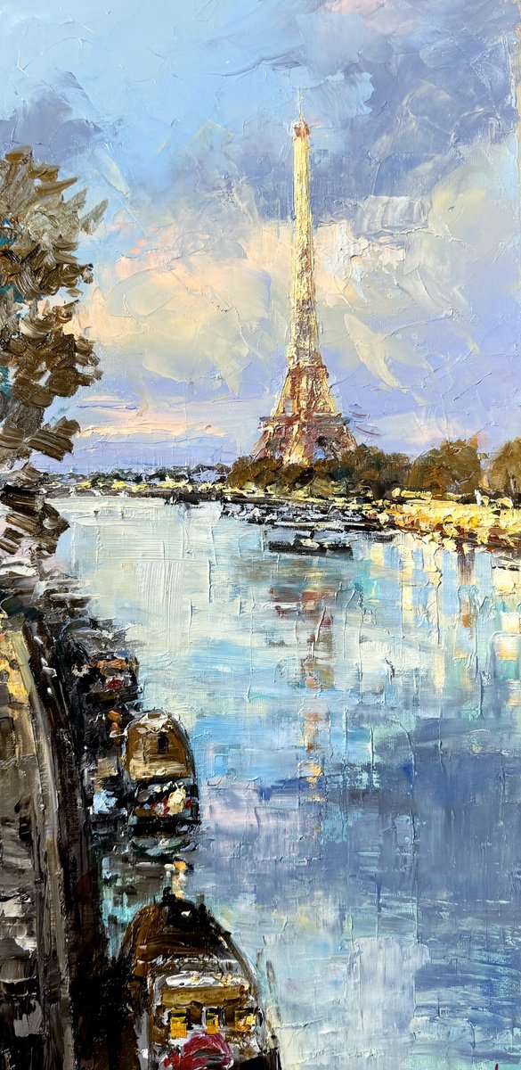 Impressionistic Landscape Oil Painting By Irina Alexandrina, 10 X 20, Paris. #3, Original Artwork