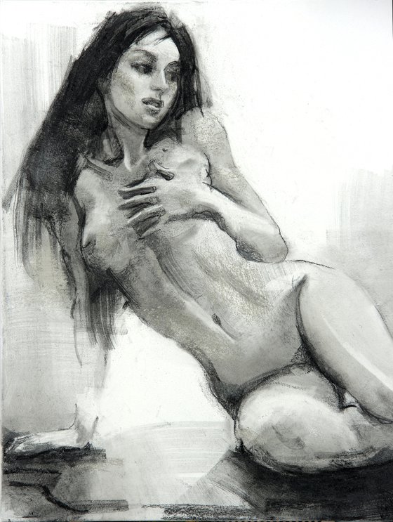 Charcoal drawing on paper "Nude"