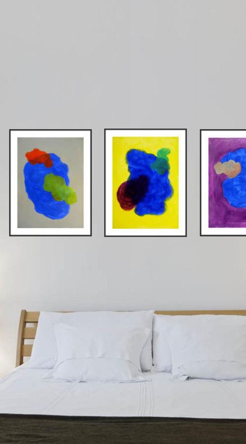 nébuleuse / Triptych : 35,43 x 15,75 in (90 x 40 cm) by Pierre-Yves Beltran