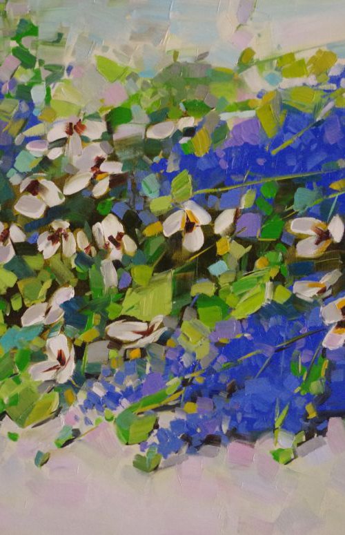 Floral and Garden, Lavenders,Original oil painting  Hand painted artwork One of a kind Signed with Certificate of Authenticity by Vahe Yeremyan