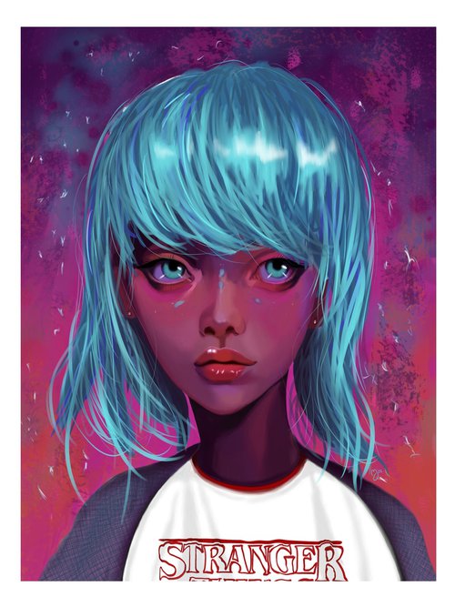 Blue Eye'd Girl Digital Portrait by Martin Johnson