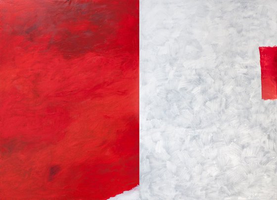 Red and White. xl large abstract painting