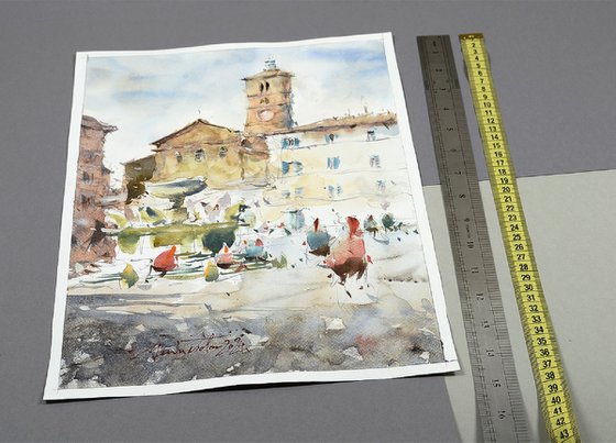 Rome, Trastevere, watercolor.