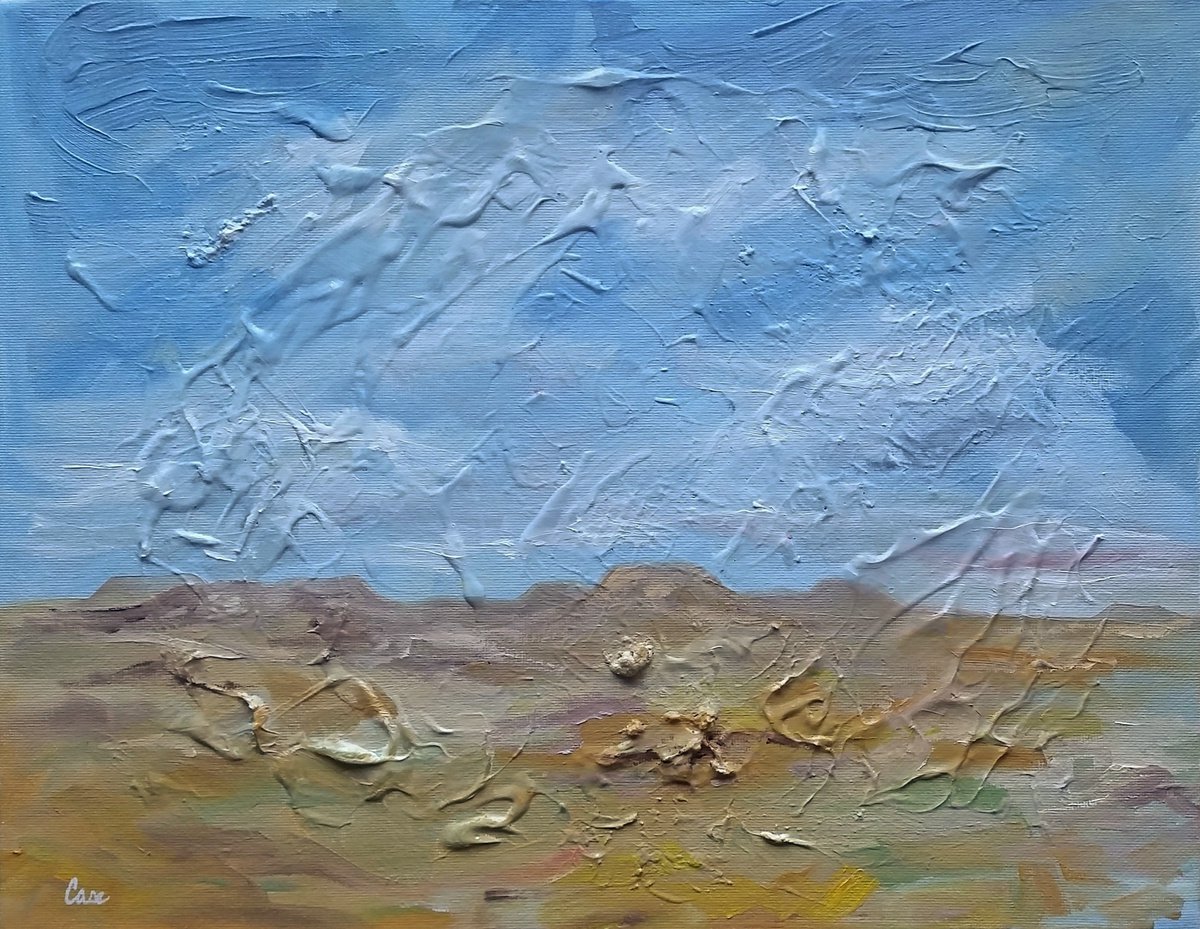 Expressive Landscape Oil Painting By Katrina Case, 14 X 11", Buttes In The Distance, Original Artwork