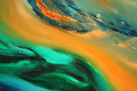 Life's flux, 100x70 cm, Deep edge, LARGE XL, Original abstract painting, oil on canvas
