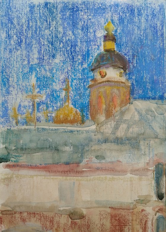 Sketch. View from the window on the roofs of the Tretyakov Gallery. 2010