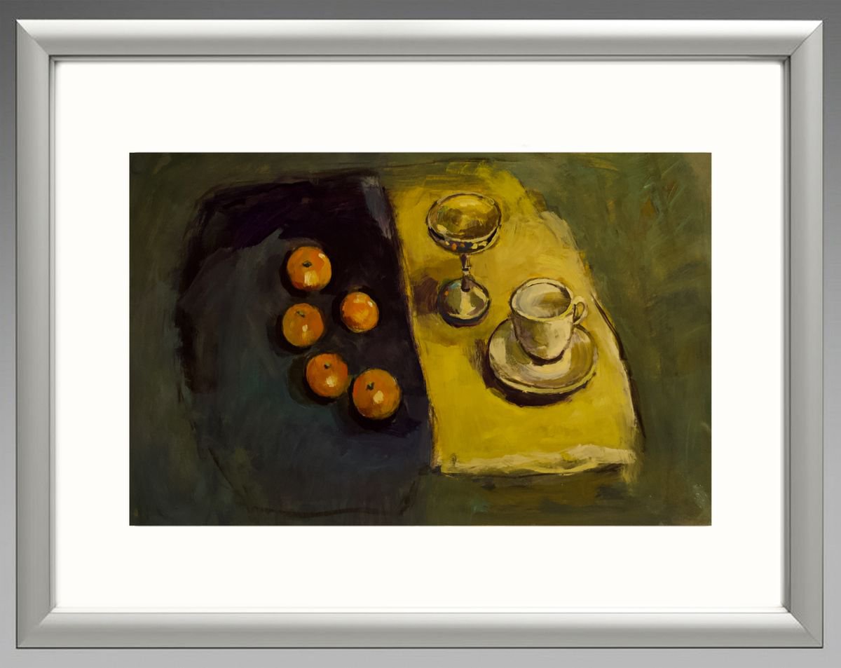 Still Life with Yellow and Blue Cloth. by Andre Pallat