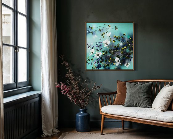 Golden Buds in Turquoise Air