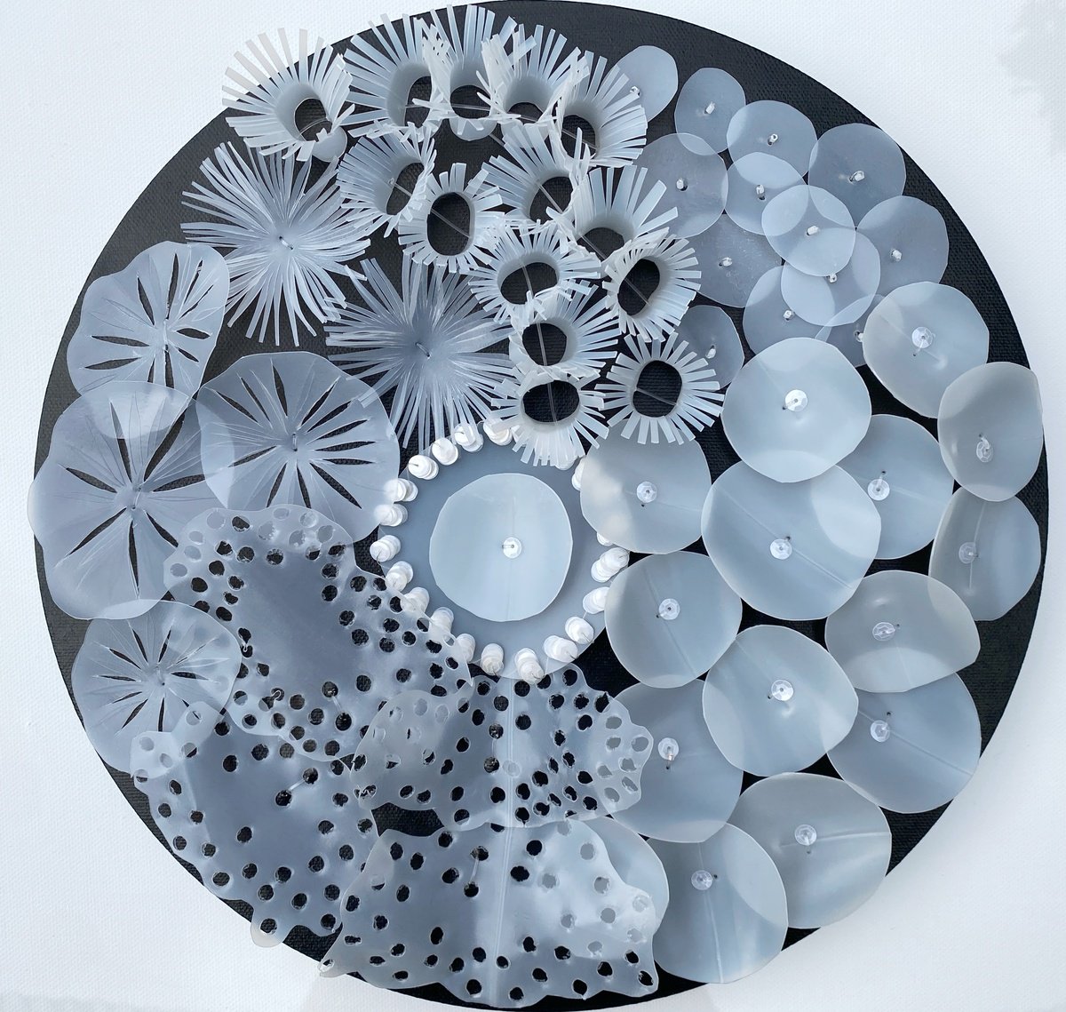 Organic Botanical Relief By Swapna Namboodiri, 12 X 12", Beneath The Clear Sea, Original Artwork