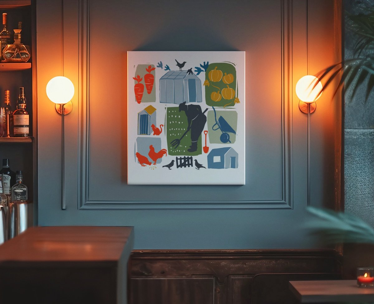 Landscape Giclee Print By Emma Evans-Freke, 20 X 20, The Allotement, Original Artwork