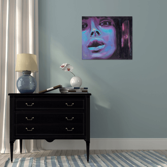 Electric Blue Female Portrait — Striking
