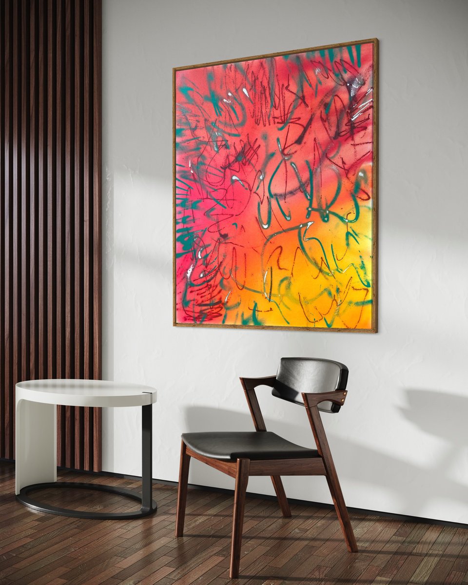 Abstract Acrylic Painting By Evgenia Makarova, 31 X 39, Abstract Splash Iii, Original Artwork