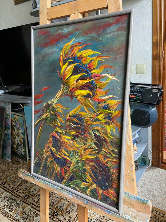Sunflowers on the wind