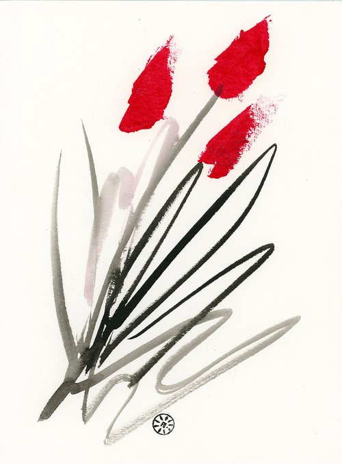 Three Red Tulips by Anton Maliar