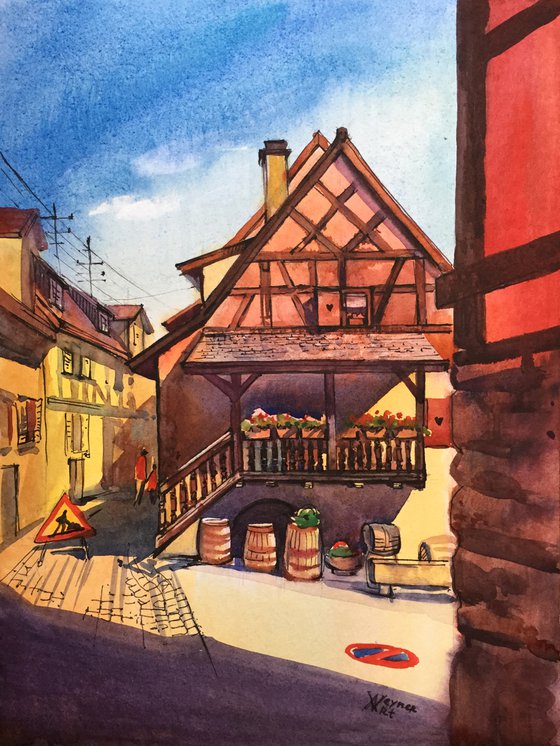 Eguisheim. Landscape of the French city.