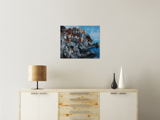 Manarola village. Cinque terre - Italian Landscape painting