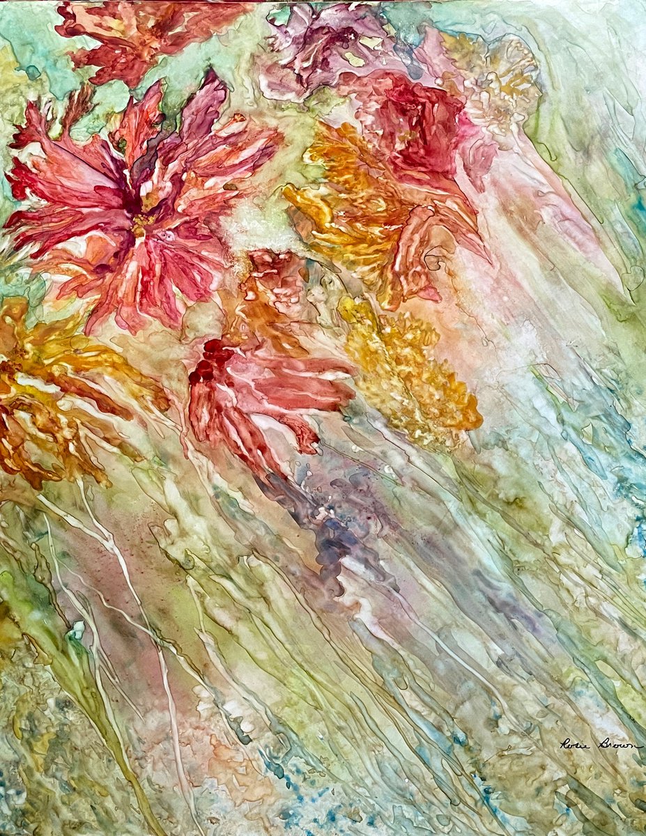 Impressionistic Botanical Watercolour By Rosie Brown, 17 X 22", Hello Hibiscus, Original Artwork