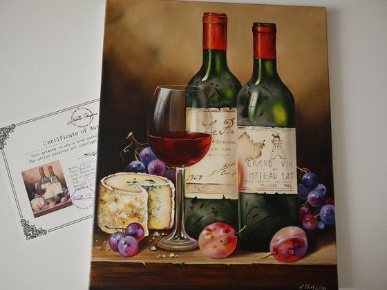 Wine Bottles with Cheese